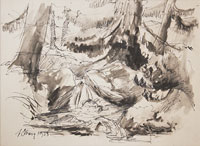 Z Velickej doliny (lavírovaná kresba) r. 1958