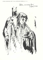 Studie einer kranken Frau (lavierte Zeichnung)