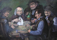 Portraits von Kartenspielern in der Kneipe 